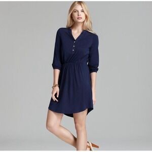 Lilly Pulitzer Beckett Dress Size XS Navy Blue Pima Cotton Henley Preppy Travel